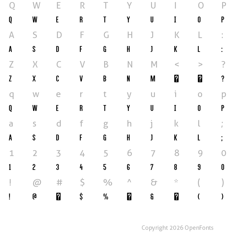 Character Map of Alegre Sans Regular