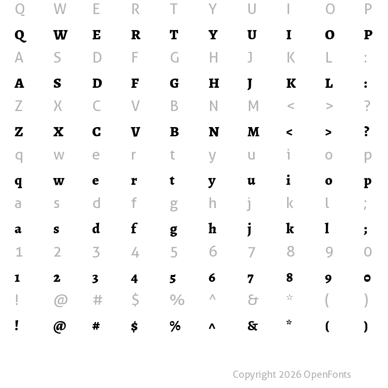 Character Map of Alegreya ExtraBold