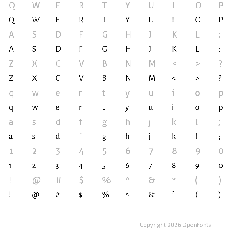 Character Map of Alegreya Sans Regular