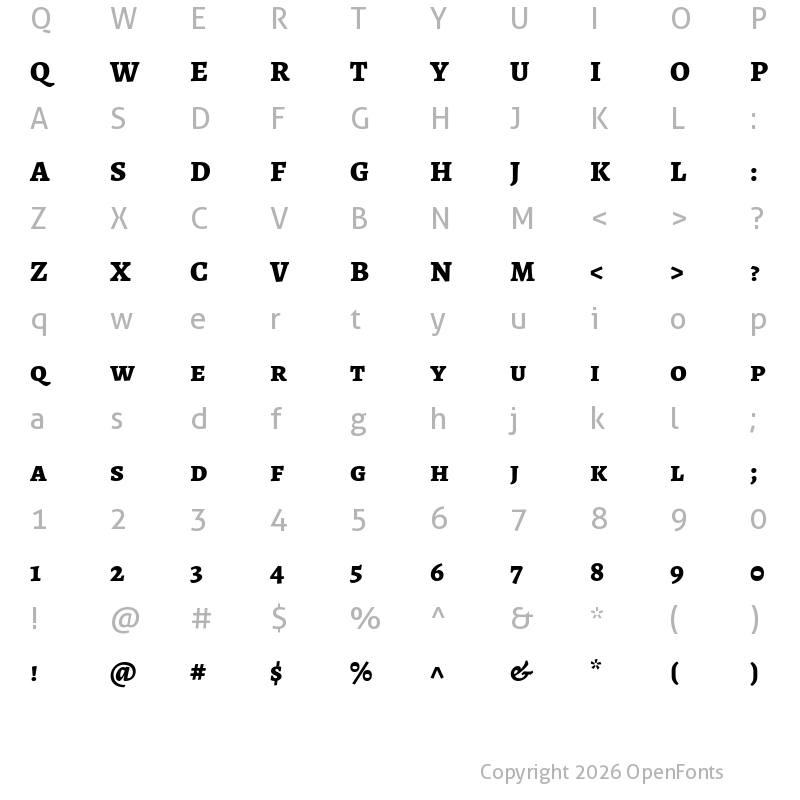 Character Map of Alegreya SC ExtraBold