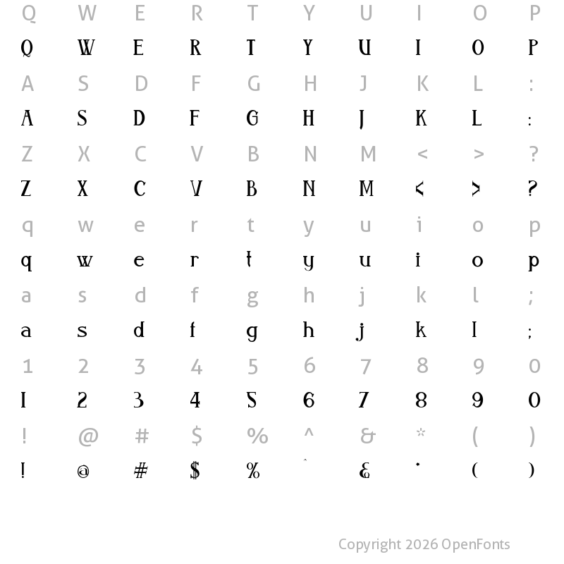 Character Map of Aleijadinho Regular