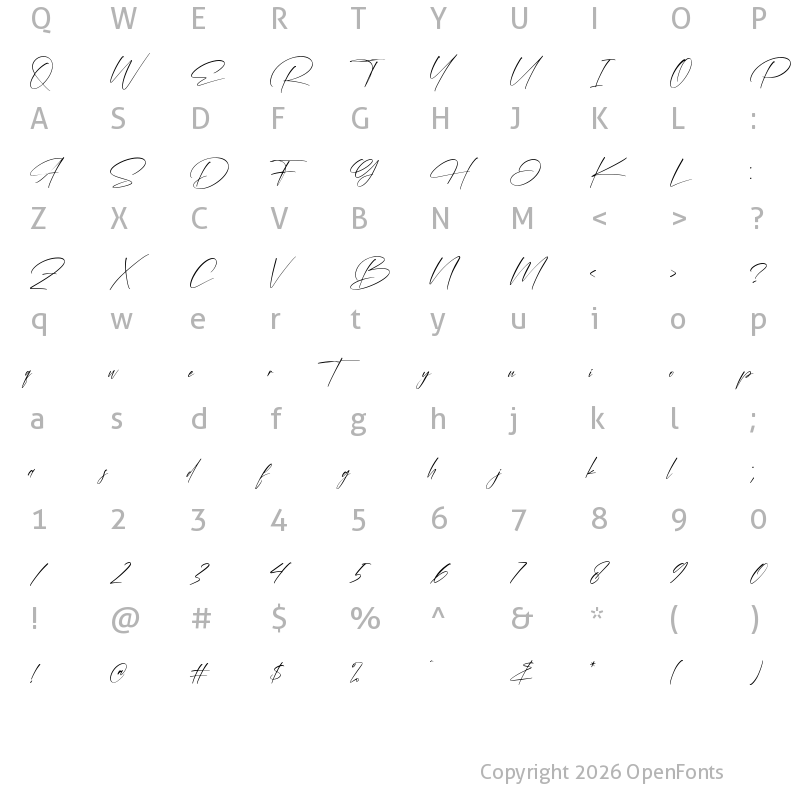Character Map of Alessana Regular