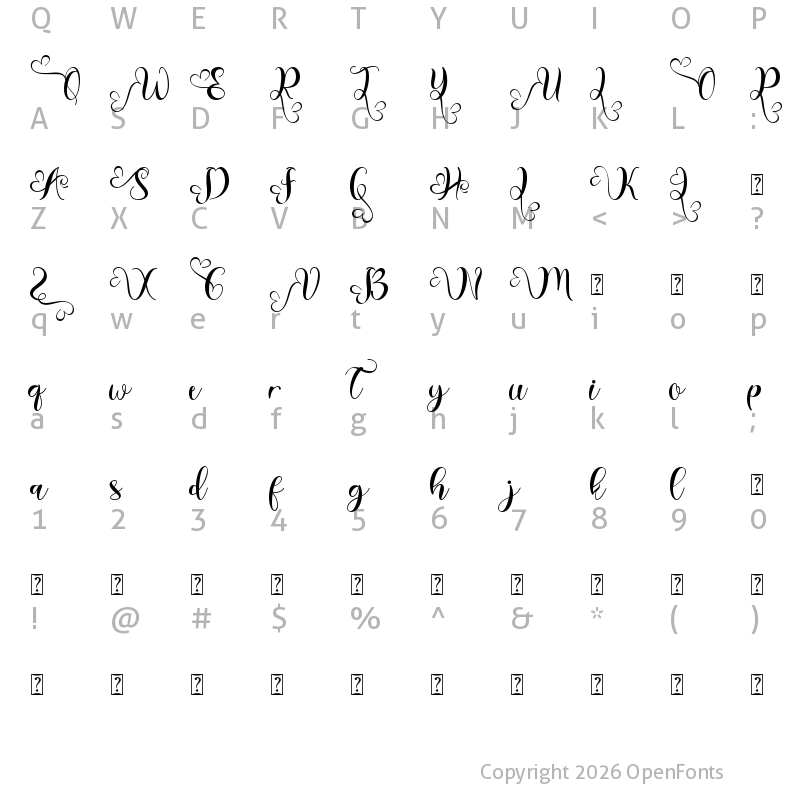 Character Map of Alestha Butterfly Regular