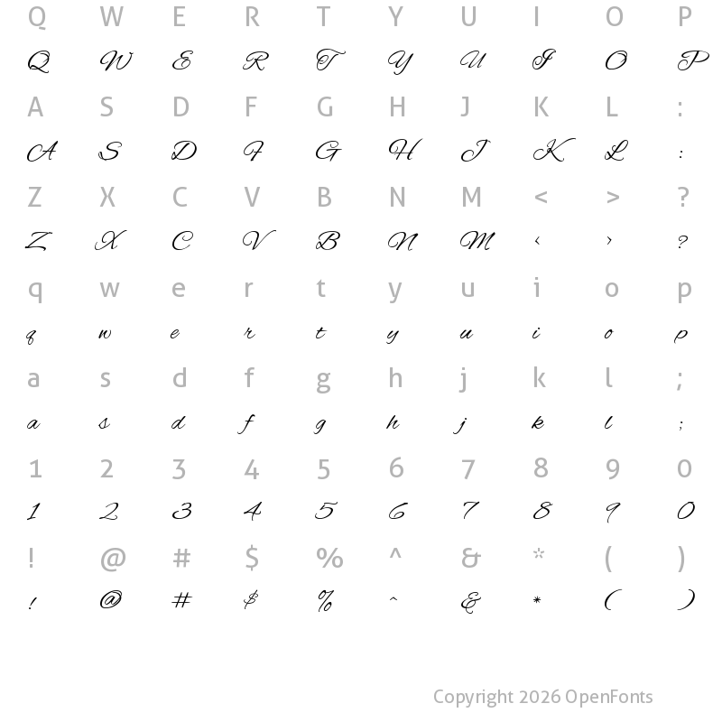 Character Map of Alex Brush Regular