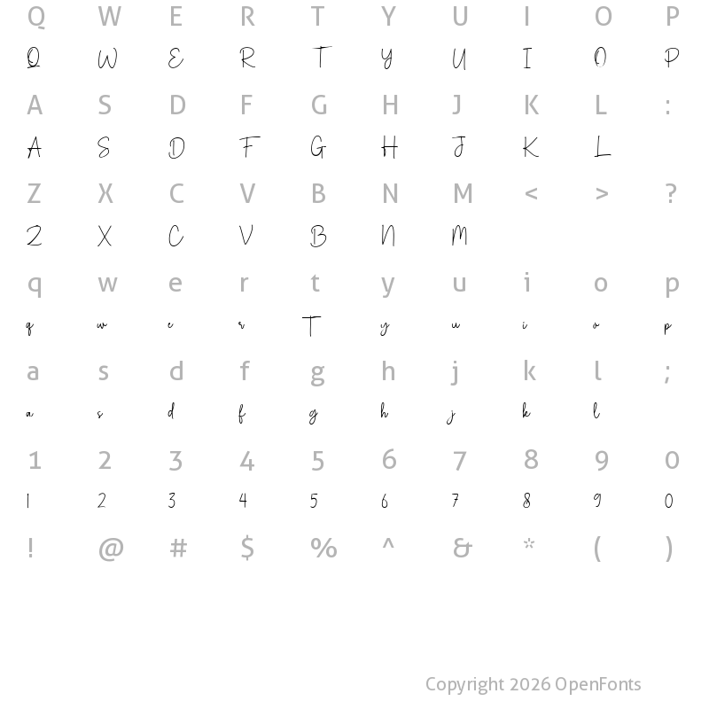 Character Map of Alexandra Gistela Regular