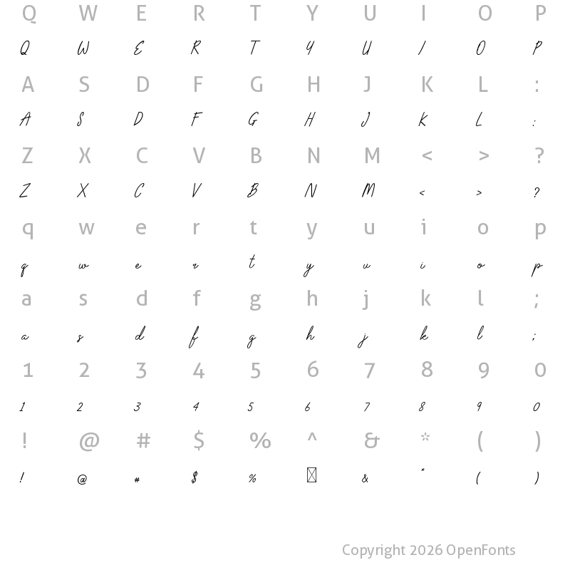 Character Map of Alexandra Magnolia Script