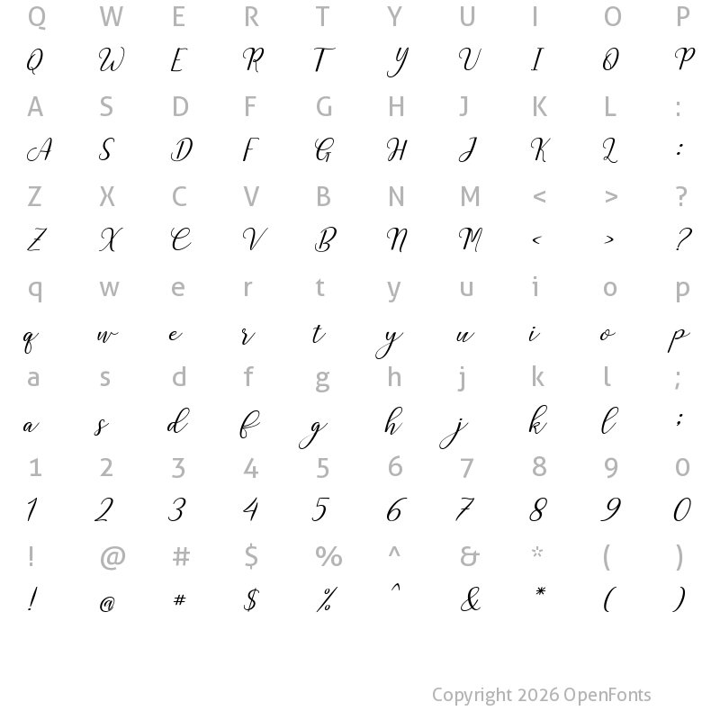 Character Map of Alfa Script Regular