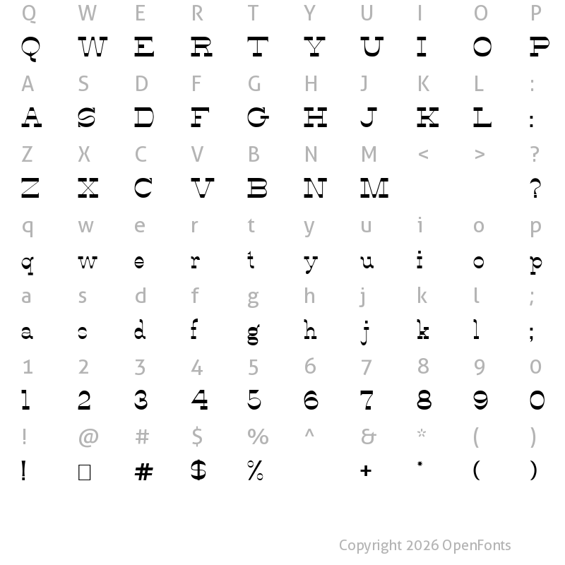 Character Map of Alfredo's Dance Regular