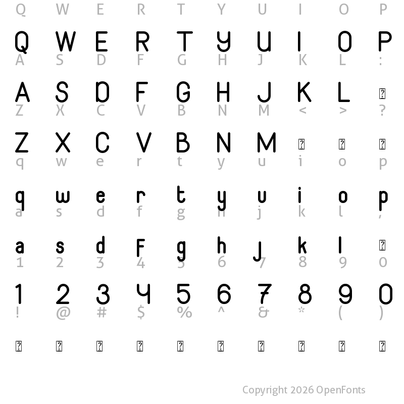 Character Map of Algeko Personal Use Regular