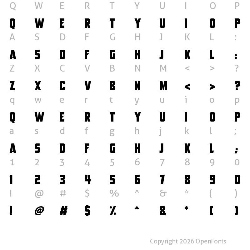 Character Map of Alien AI Regular