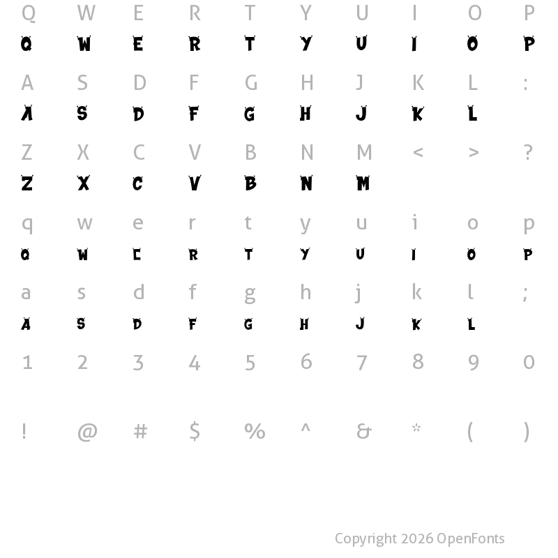 Character Map of ALIEN INVASION Regular