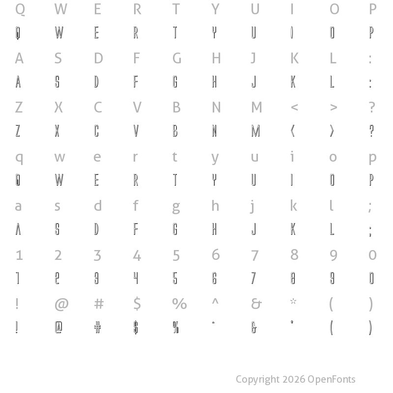 Character Map of Alien League 3D Regular