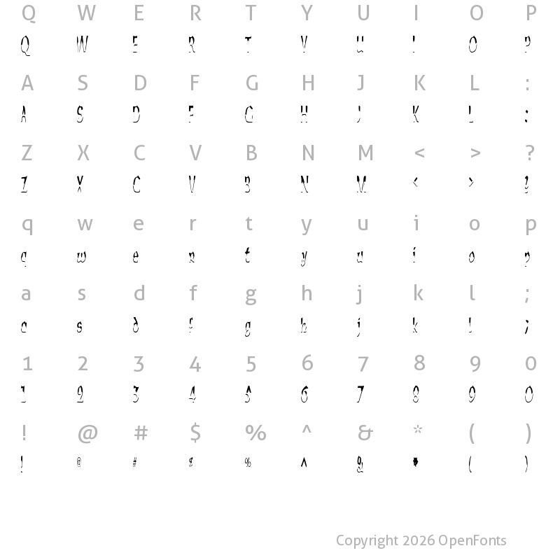 Character Map of Alien Script Regular