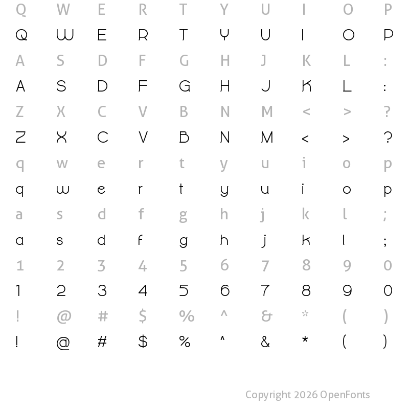 Character Map of Alighty Nesia Bold Regular