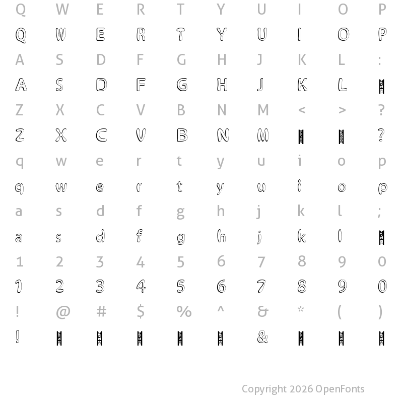 Character Map of Alina Font Regular