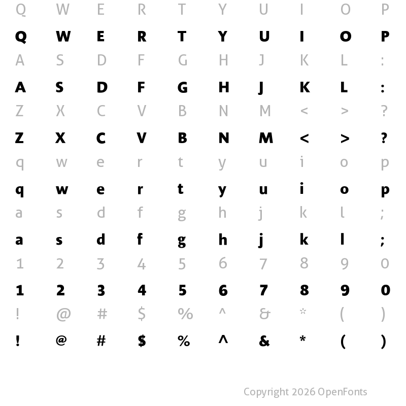 Character Map of AlineaSansW03-Bold Regular
