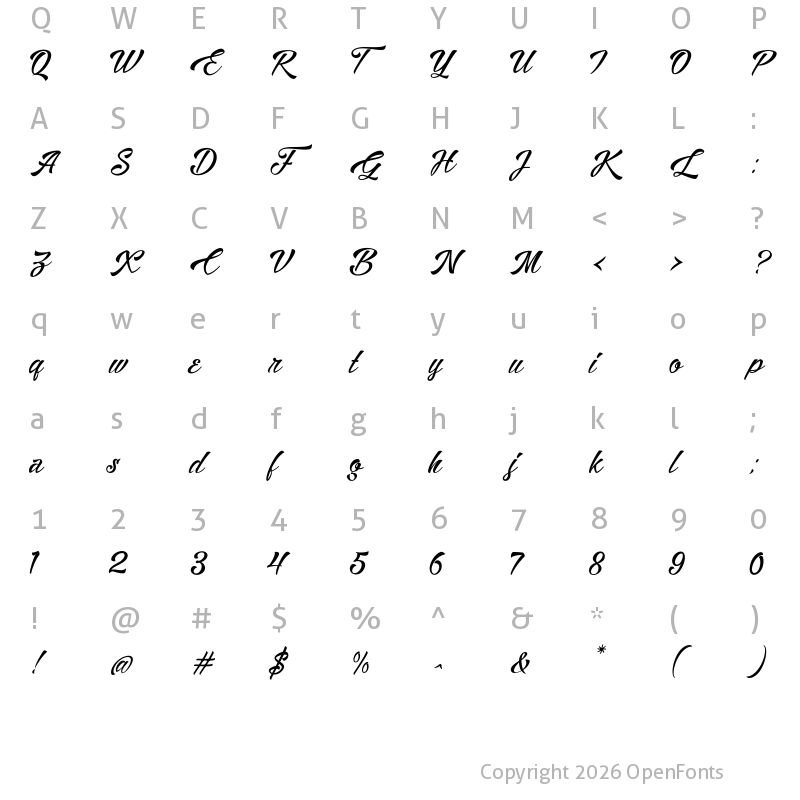 Character Map of Alisandra Demo Regular