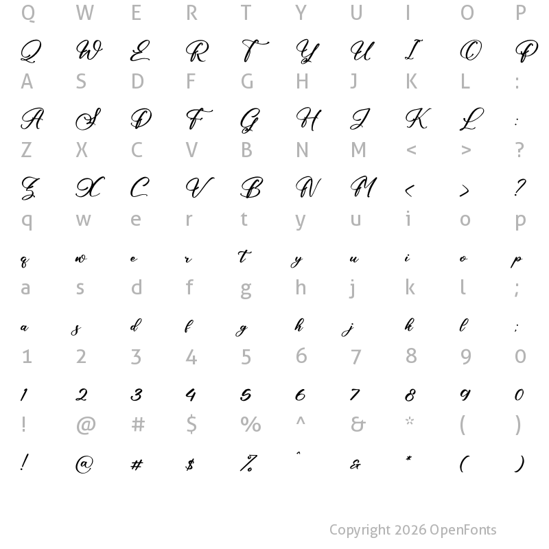 Character Map of Alisha Cintia Regular