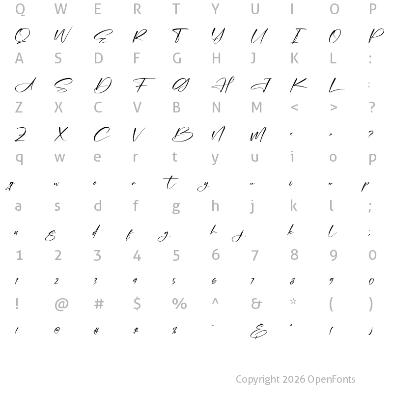 Character Map of Alishanty Signature Regular