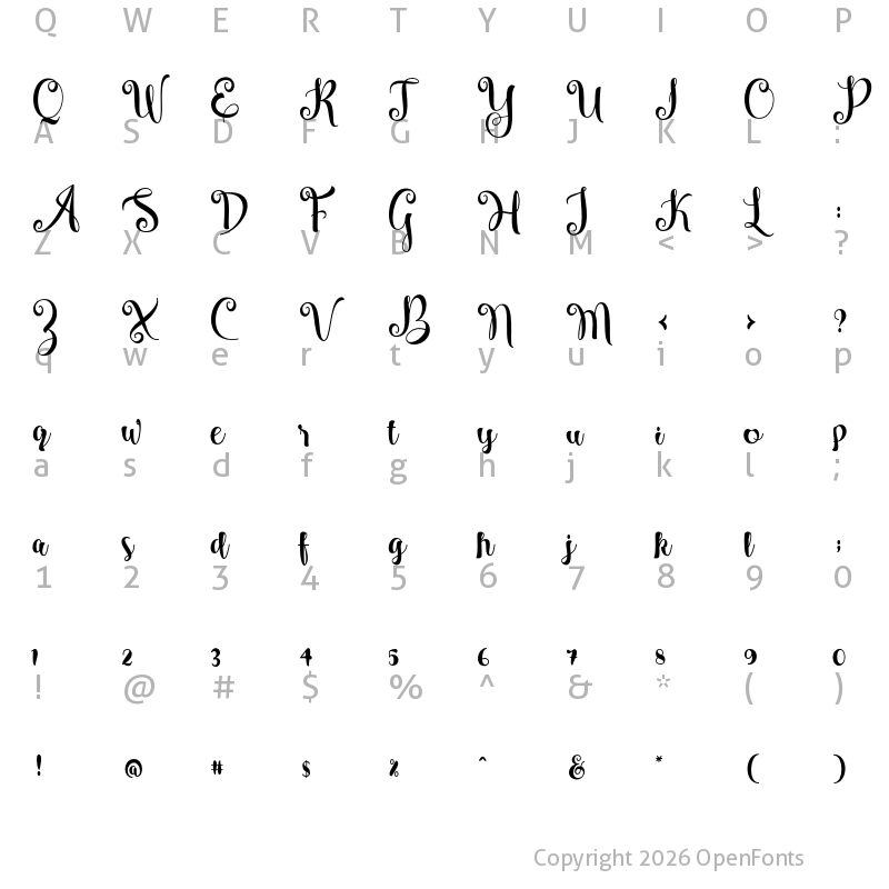 Character Map of Alista Regular