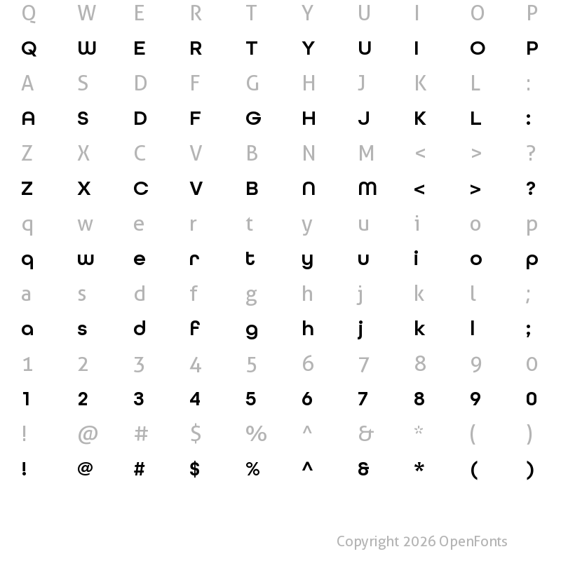 Character Map of All Round Gothic W01 DemiBold