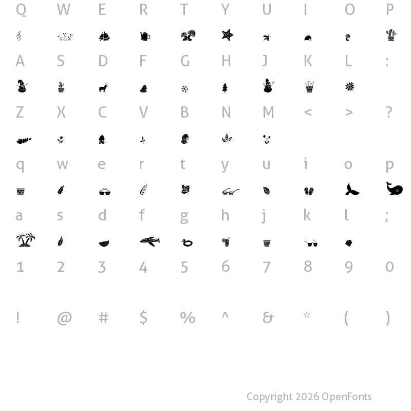 Character Map of All Season Ornaments Regular