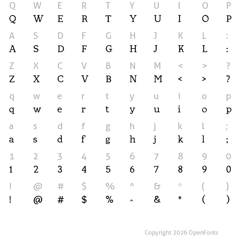 Character Map of Allejo Regular