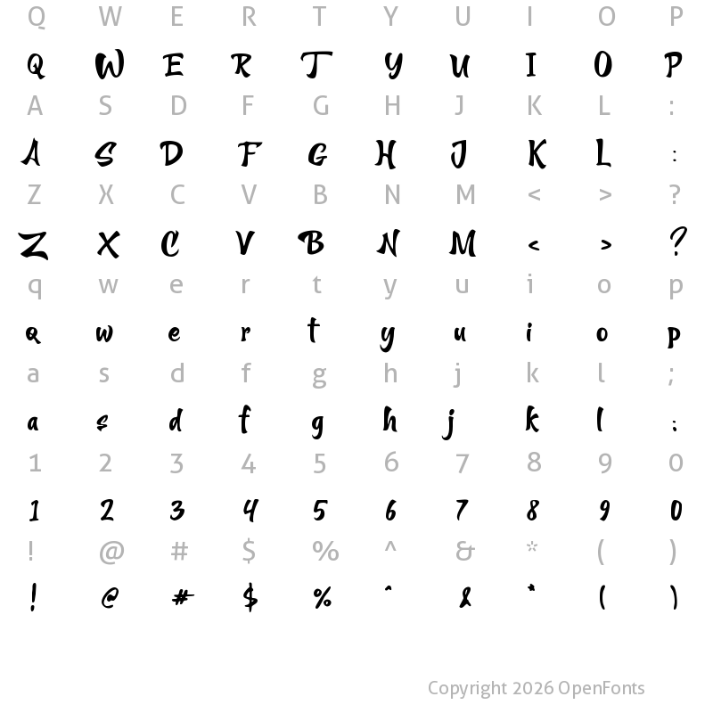 Character Map of Allexist Regular