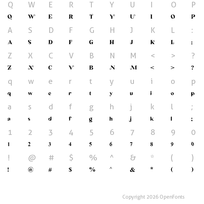 Character Map of Allie Regular