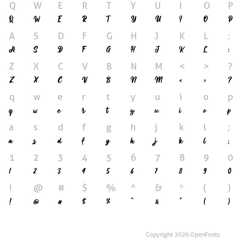 Character Map of Allisya Regular