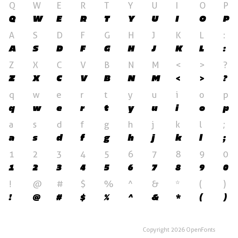 Character Map of Allotrope Heavy Italic