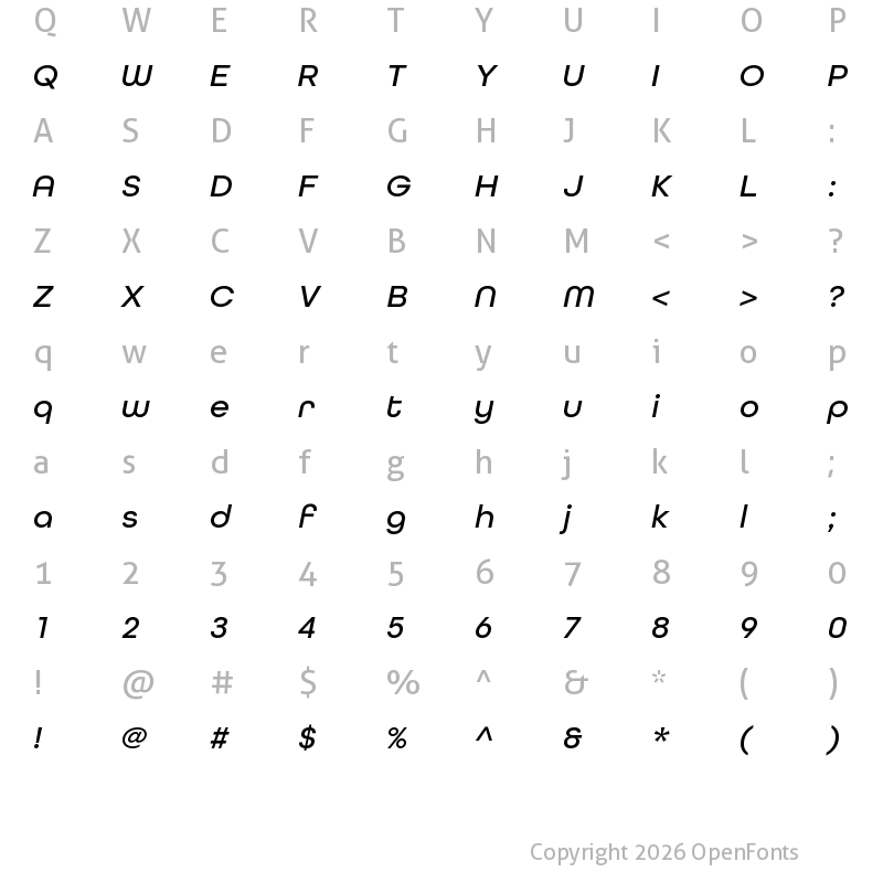 Character Map of AllRoundGothicW01-MediumObl Regular