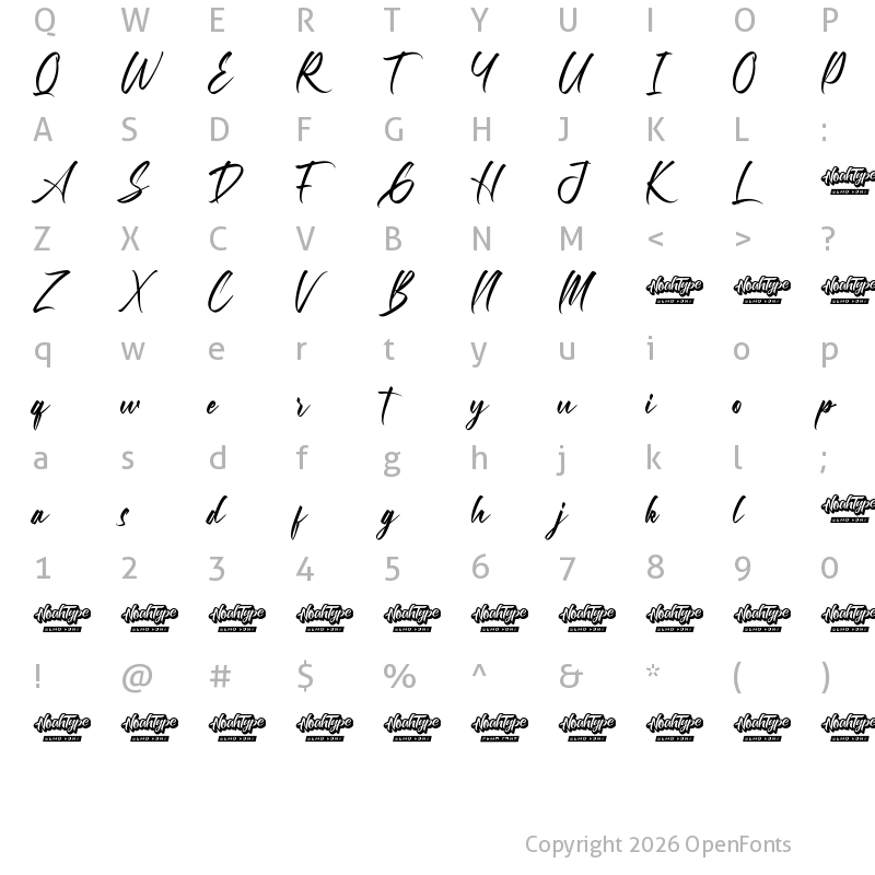 Character Map of Allston Demo Regular