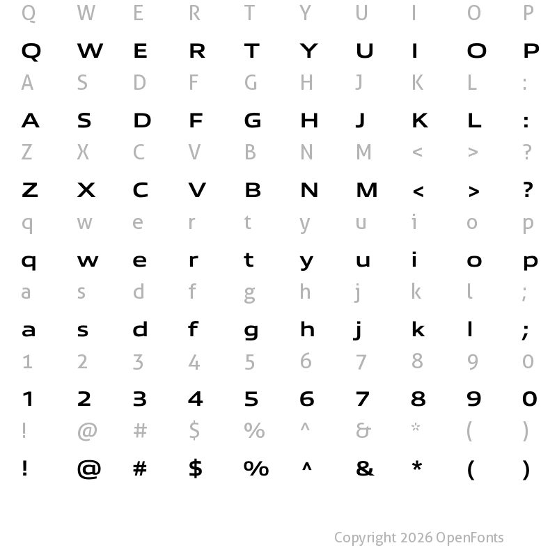 Character Map of Allumi Std Extended Bold