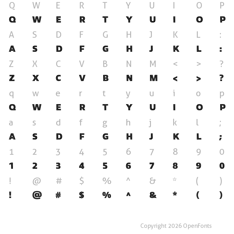 Character Map of Allumi Std Inline Black 72 A