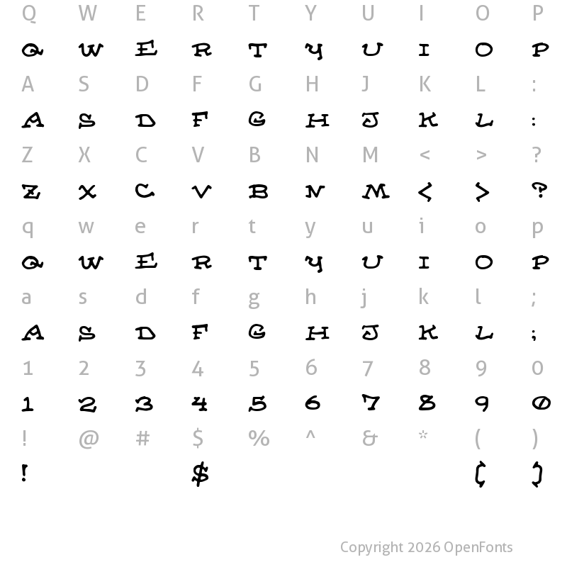 Character Map of Almanac of the Apprentice Regular