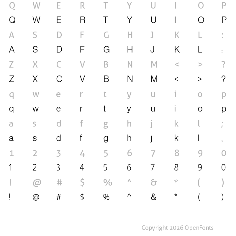 Character Map of Almarai Light