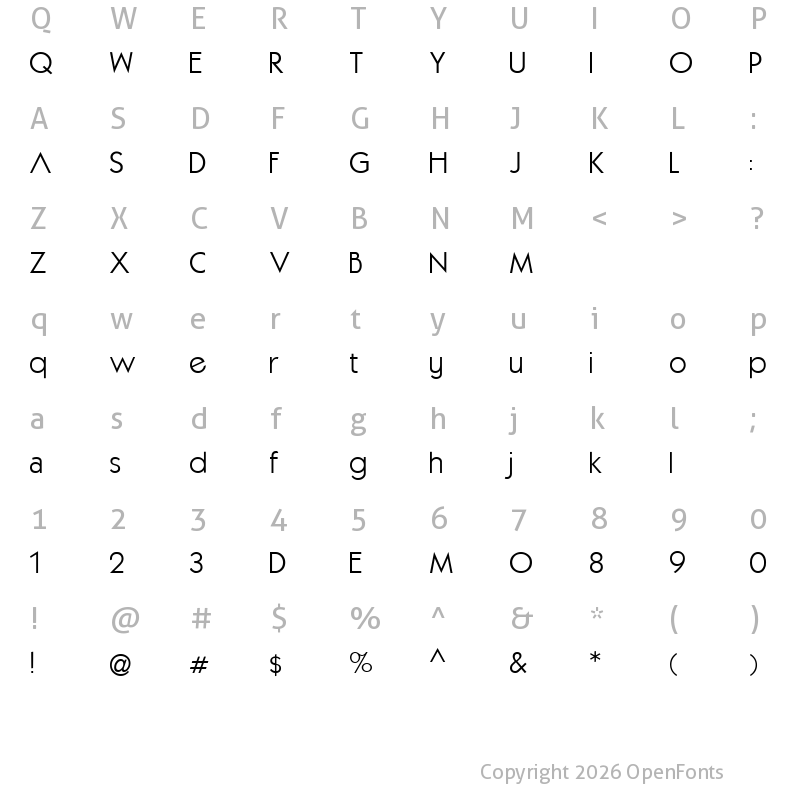 Character Map of Almaz_Demo Regular