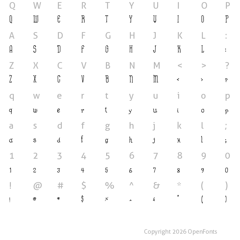 Character Map of Almost Cartoon Regular