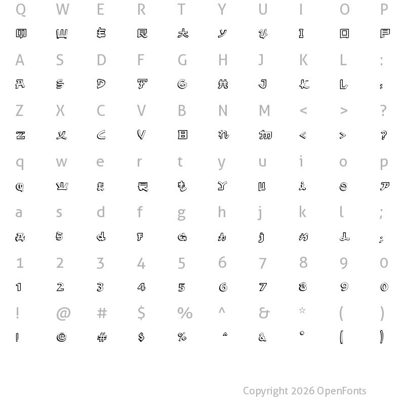 Character Map of Almost Japanese Comic Regular