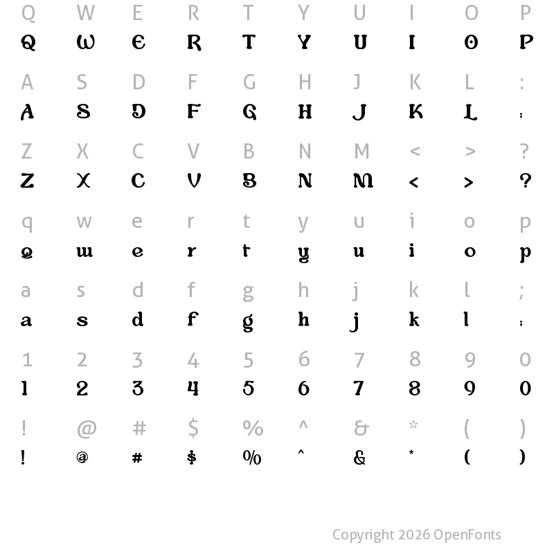 Character Map of Aloevera Regular