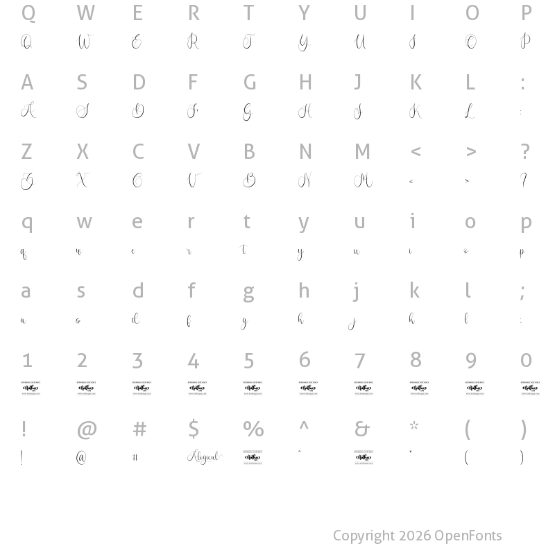 Character Map of Alogical Personal Use Regular