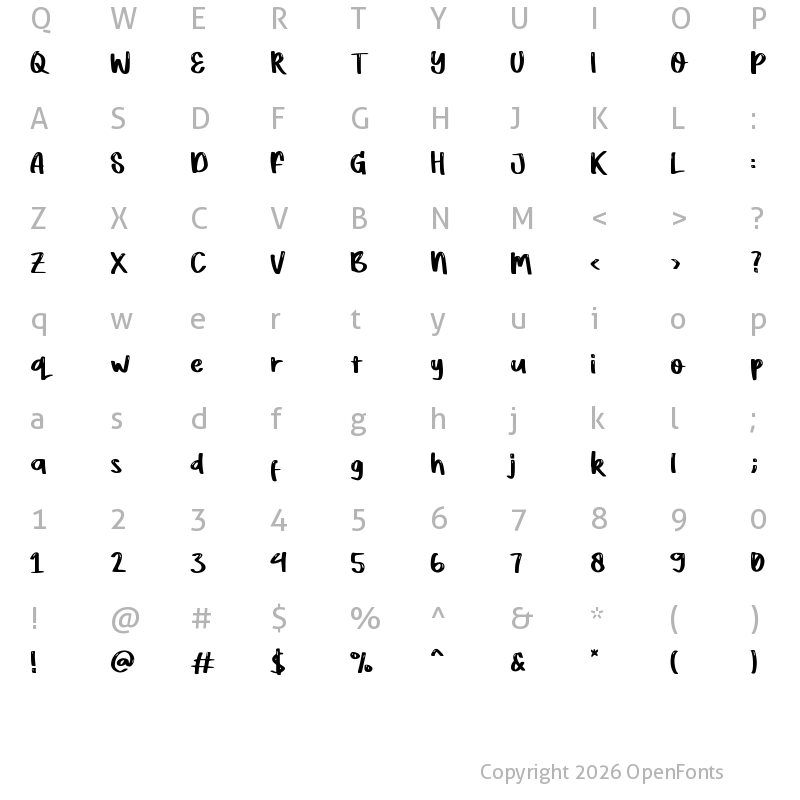 Character Map of Aloha Obelic GT Aloha Obelic GT Regular