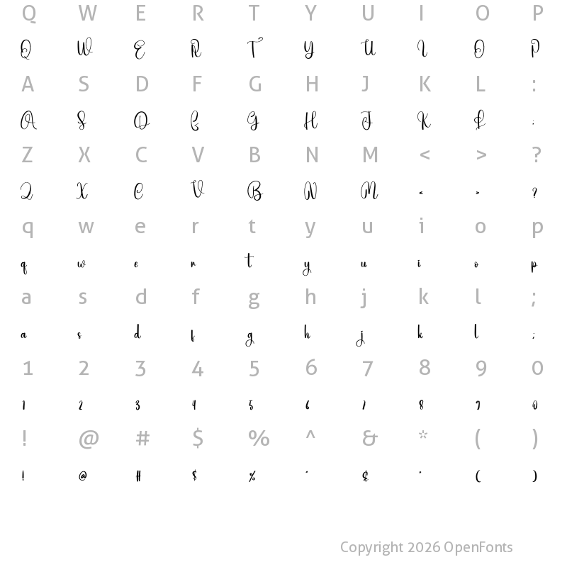 Character Map of Aloved Regular