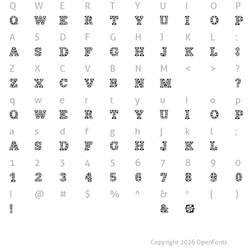 Character Map of AlphaFlowers Regular