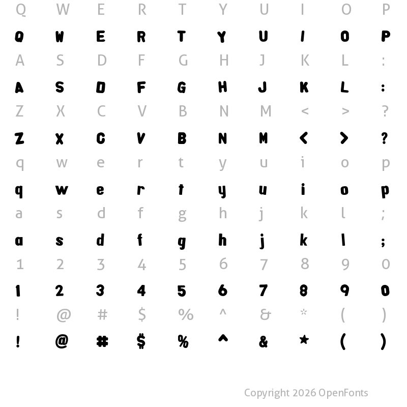 Character Map of AlphaFridgeMagnets Regular
