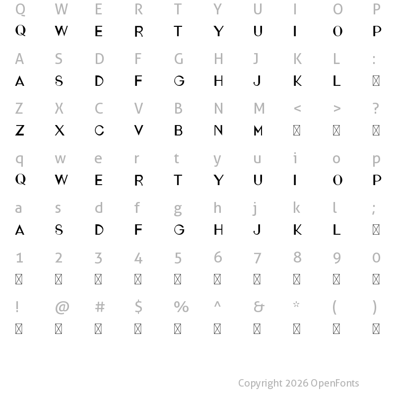 Character Map of ALPHINANDHITA Regular