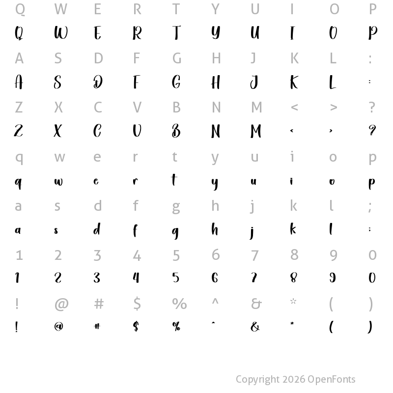 Character Map of Alqulista Regular