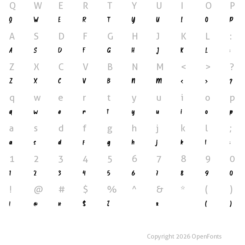 Character Map of Alston Regular
