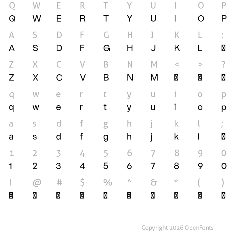 Character Map of ALT Riviera Regular